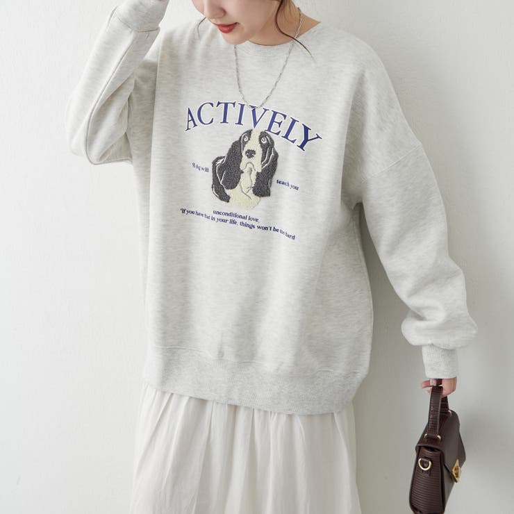 わんこ相良刺繍裏起毛スウェット | NICE CLAUP / OLIVE des OLIVE　OUTLET | 詳細画像5 