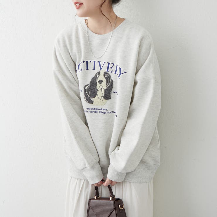 わんこ相良刺繍裏起毛スウェット | NICE CLAUP / OLIVE des OLIVE　OUTLET | 詳細画像7 