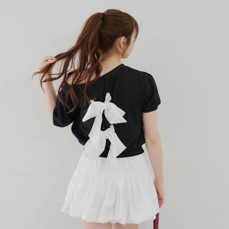 バックリボンオフショルプルオーバー[品番：NCLW0015947]｜NICE