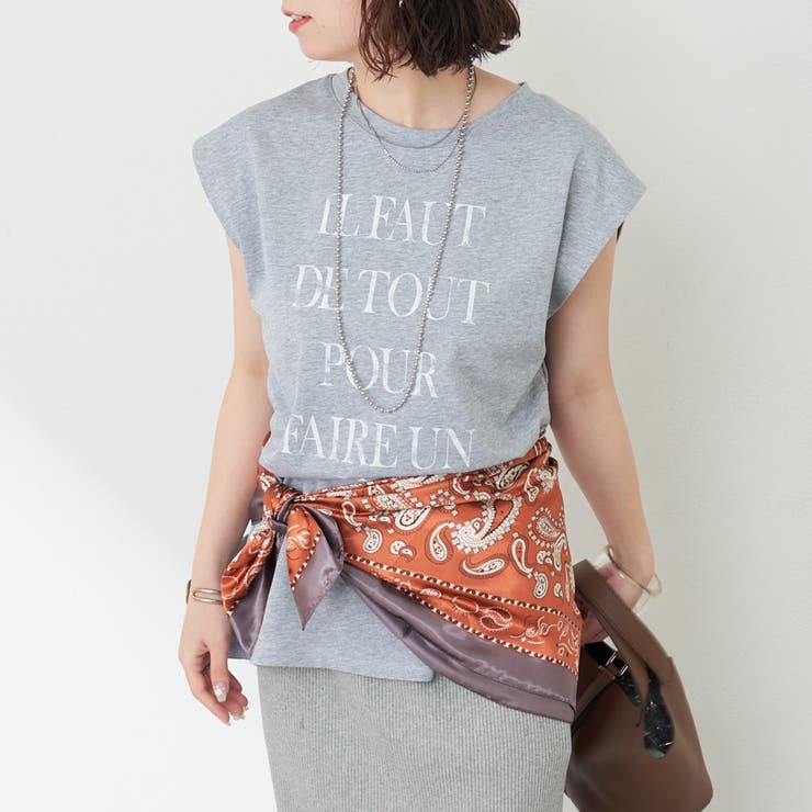 【秋服ジャケットのインナーにも◎】フレンチプリントTシャツ | NICE CLAUP / OLIVE des OLIVE　OUTLET | 詳細画像3 