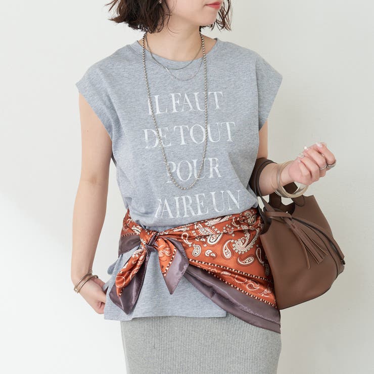 【秋服ジャケットのインナーにも◎】フレンチプリントTシャツ | NICE CLAUP / OLIVE des OLIVE　OUTLET | 詳細画像7 