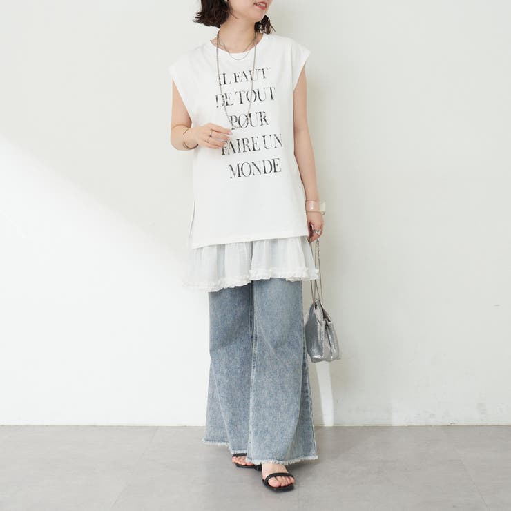 【秋服ジャケットのインナーにも◎】フレンチプリントTシャツ | NICE CLAUP / OLIVE des OLIVE　OUTLET | 詳細画像17 