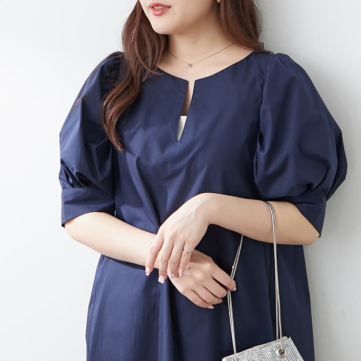 1枚でキマる！パフスリーブキーネックワンピース | NICE CLAUP / OLIVE des OLIVE　OUTLET | 詳細画像2 