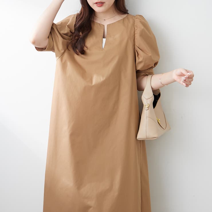 1枚でキマる！パフスリーブキーネックワンピース | NICE CLAUP / OLIVE des OLIVE　OUTLET | 詳細画像8 