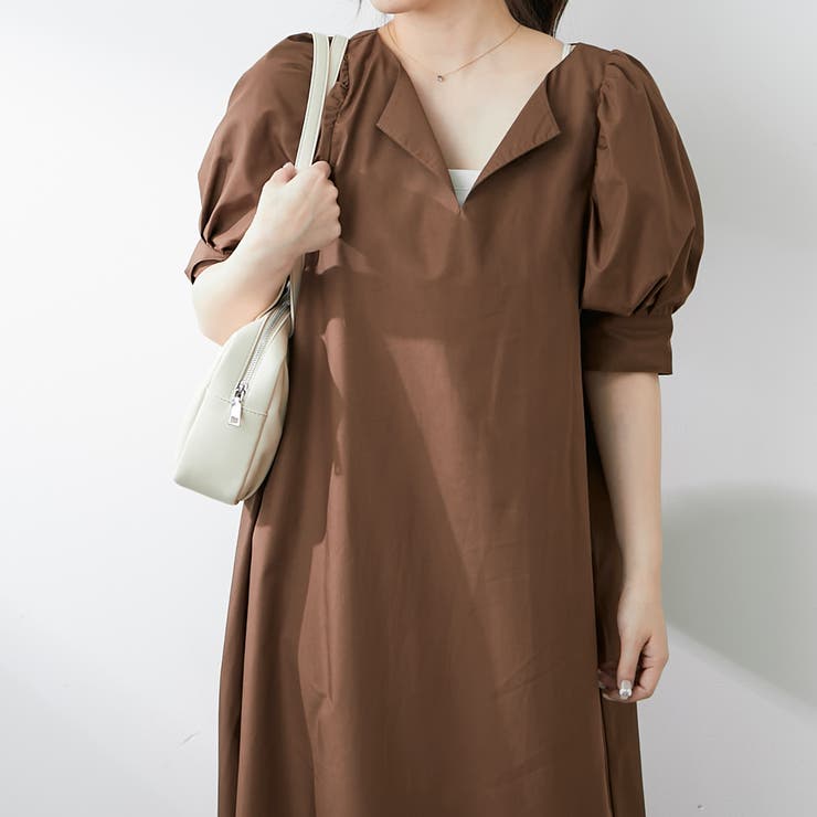 1枚でキマる！パフスリーブキーネックワンピース | NICE CLAUP / OLIVE des OLIVE　OUTLET | 詳細画像15 