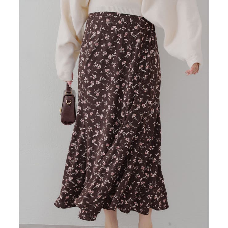 ブラウン | 小花プリントマーメイドスカート | NICE CLAUP / OLIVE des OLIVE　OUTLET