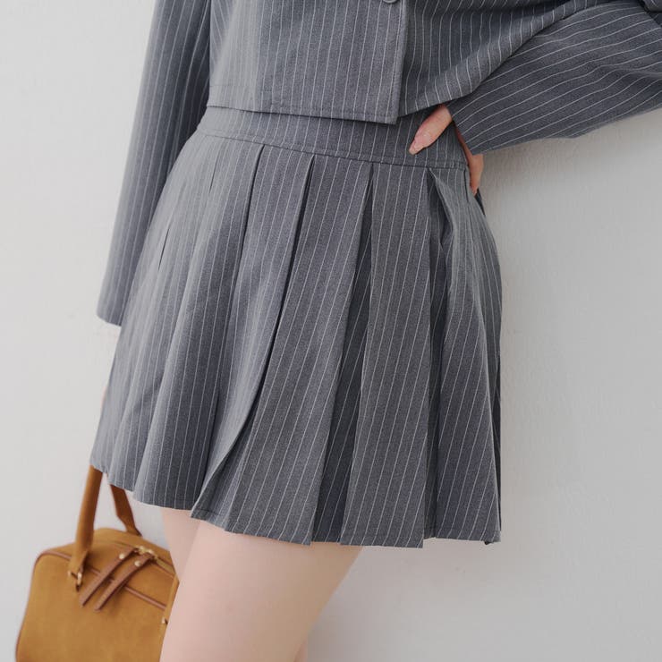 ストライプ | 【セットアップ対応】BOXプリーツミニスカート | NICE CLAUP / OLIVE des OLIVE　OUTLET