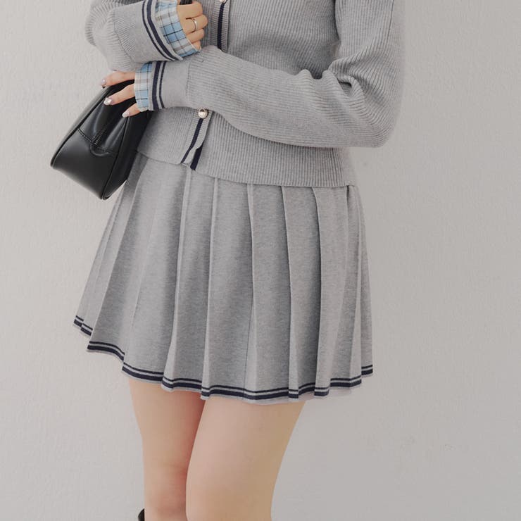 【セットアップ対応】裾ライン入りプリーツミニスカート | NICE CLAUP / OLIVE des OLIVE　OUTLET | 詳細画像1 