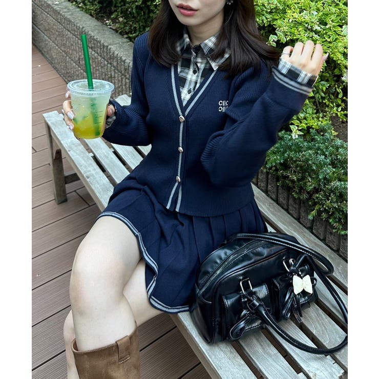 【セットアップ対応】裾ライン入りプリーツミニスカート | NICE CLAUP / OLIVE des OLIVE　OUTLET | 詳細画像2 