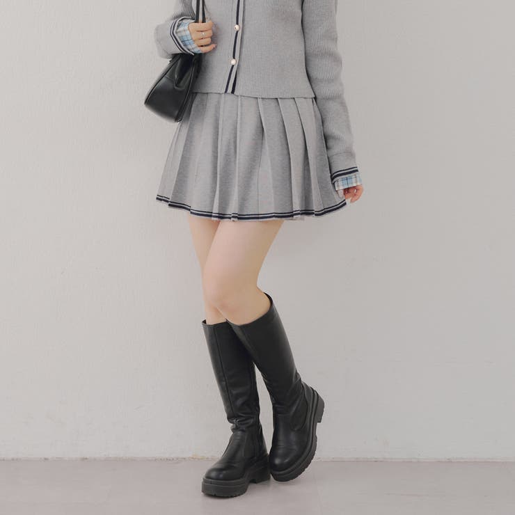 トップグレー | 【セットアップ対応】裾ライン入りプリーツミニスカート | NICE CLAUP / OLIVE des OLIVE　OUTLET