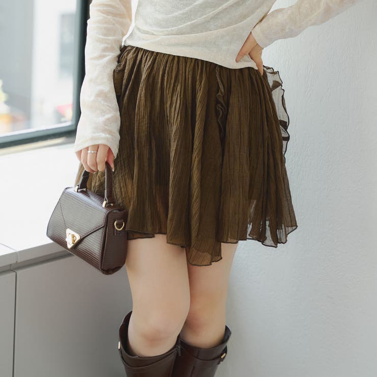 ブラウン | 楊柳イレヘムミニスカート | RMAF　NICE CLAUP / OLIVE des OLIVE