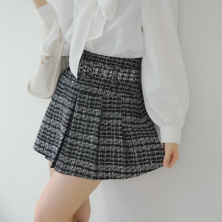 ラメツイードミニスカート[品番：NCLW0016637]｜NICE CLAUP / OLIVE