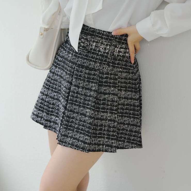 ラメツイードミニスカート[品番：NCLW0016637]｜NICE CLAUP / OLIVE