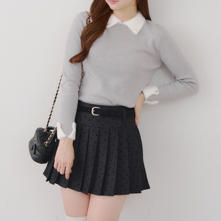 ドットベルト付プリーツミニスカート | NICE CLAUP / OLIVE des OLIVE　OUTLET | 詳細画像9 