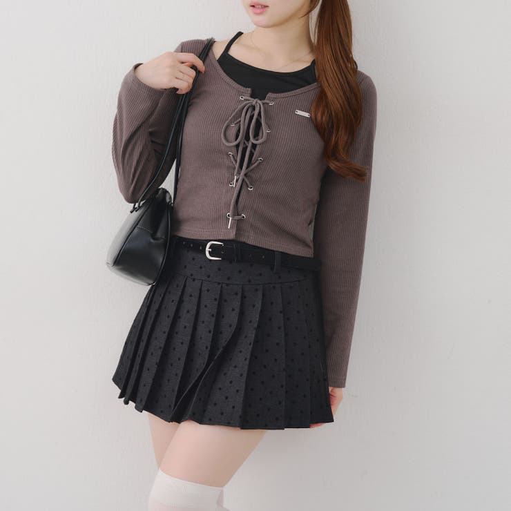 ドットベルト付プリーツミニスカート | NICE CLAUP / OLIVE des OLIVE　OUTLET | 詳細画像15 