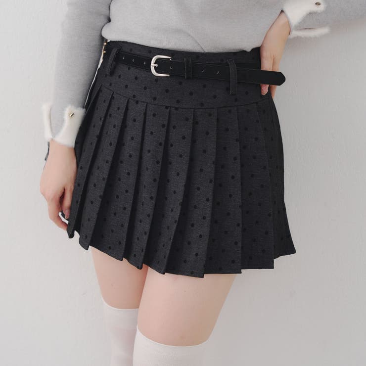 ドットベルト付プリーツミニスカート | NICE CLAUP / OLIVE des OLIVE　OUTLET | 詳細画像2 