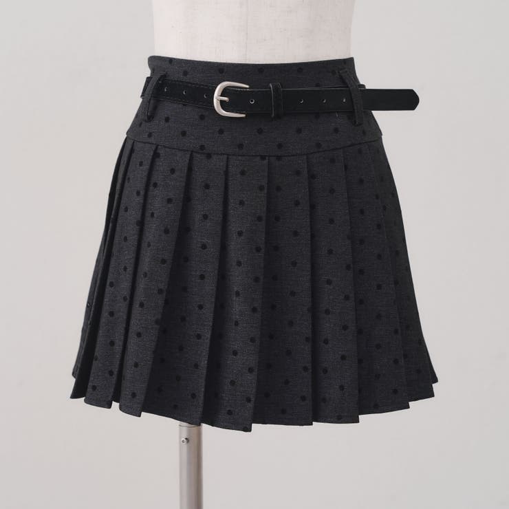 STUDIOUS ベルテッドミニスカート/ブラック ドットベルト付プリーツミニスカート[品番：NCLW0016731]｜NICE CLAUP