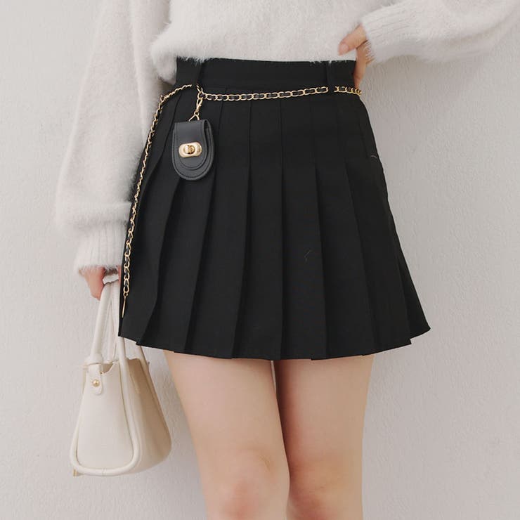 ブラック | チャーム付プリーツミニスカート | NICE CLAUP / OLIVE des OLIVE　OUTLET