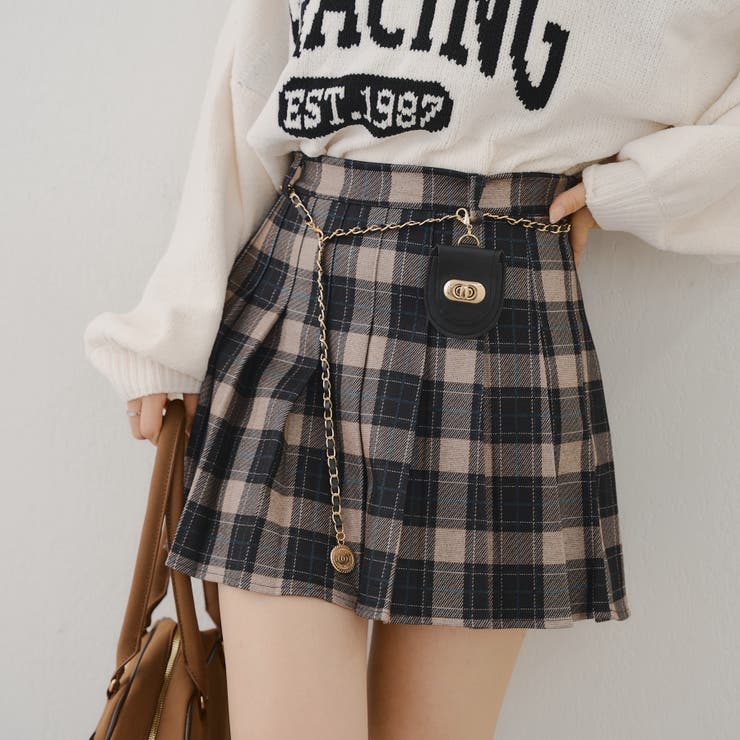 ブラック系 | チャーム付プリーツミニスカート | NICE CLAUP / OLIVE des OLIVE　OUTLET