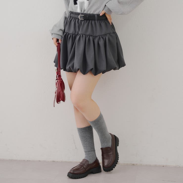 ベルト付バルーンミニスカート[品番：OLOW0016831]｜RMAF NICE CLAUP