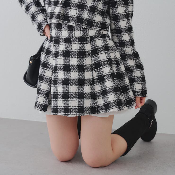 柄1 | 【セットアップ対応】ツイード裾チラリミニスカート | RMAF　NICE CLAUP / OLIVE des OLIVE