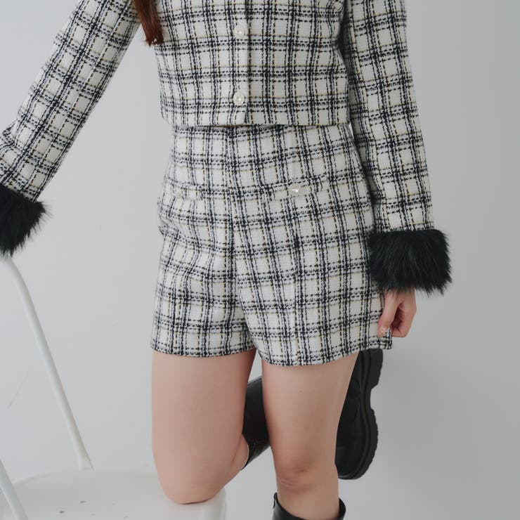 ホワイト系 | 【Holiday collection】ツイードショートパンツ | NICE CLAUP / OLIVE des OLIVE　OUTLET