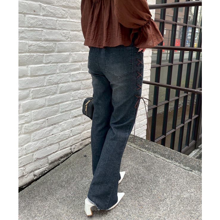 脇レースアップフレアパンツ | NICE CLAUP / OLIVE des OLIVE　OUTLET | 詳細画像4 