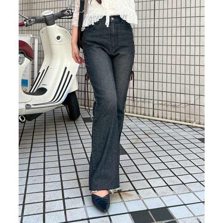 脇レースアップフレアパンツ | NICE CLAUP / OLIVE des OLIVE　OUTLET | 詳細画像12 