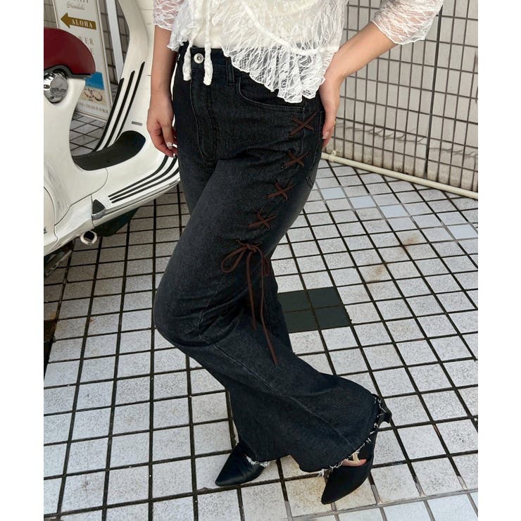 脇レースアップフレアパンツ | NICE CLAUP / OLIVE des OLIVE　OUTLET | 詳細画像16 