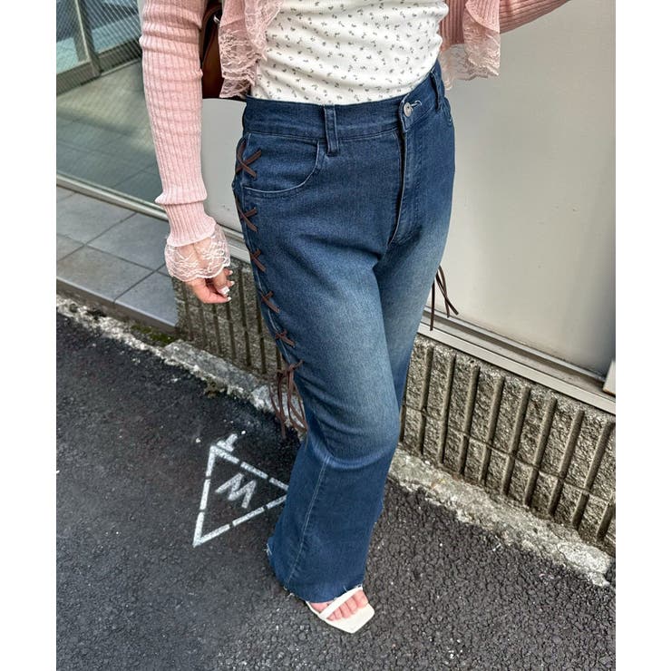 脇レースアップフレアパンツ | NICE CLAUP / OLIVE des OLIVE　OUTLET | 詳細画像45 