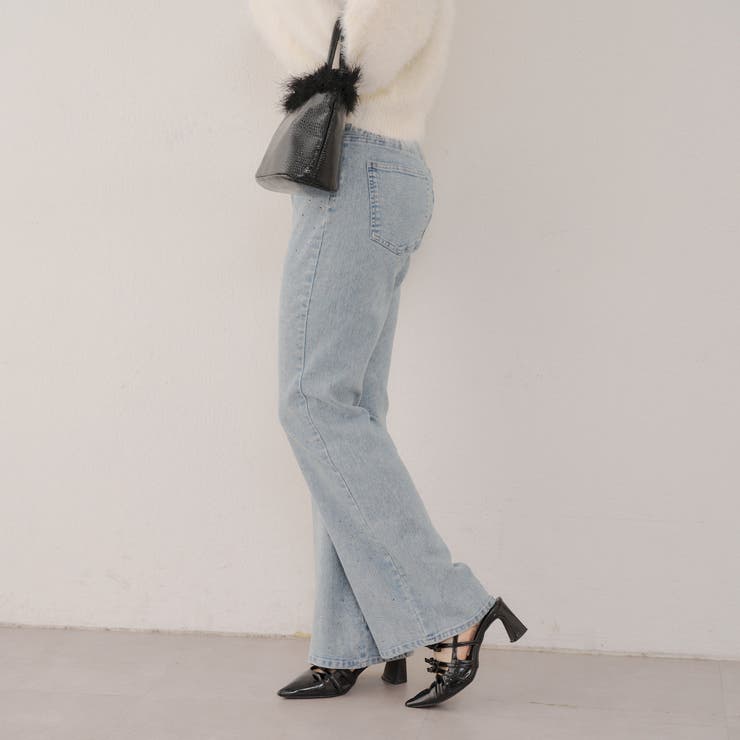 ストーン付デニムフレアパンツ | NICE CLAUP / OLIVE des OLIVE　OUTLET | 詳細画像4 