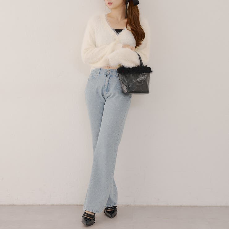 ストーン付デニムフレアパンツ | NICE CLAUP / OLIVE des OLIVE　OUTLET | 詳細画像9 