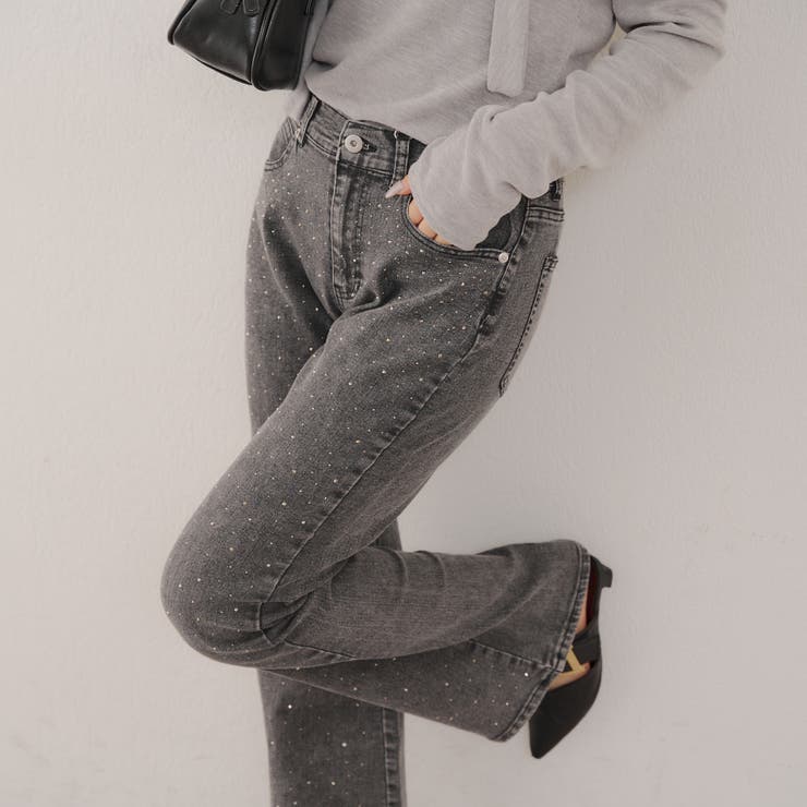 ストーン付デニムフレアパンツ | NICE CLAUP / OLIVE des OLIVE　OUTLET | 詳細画像11 