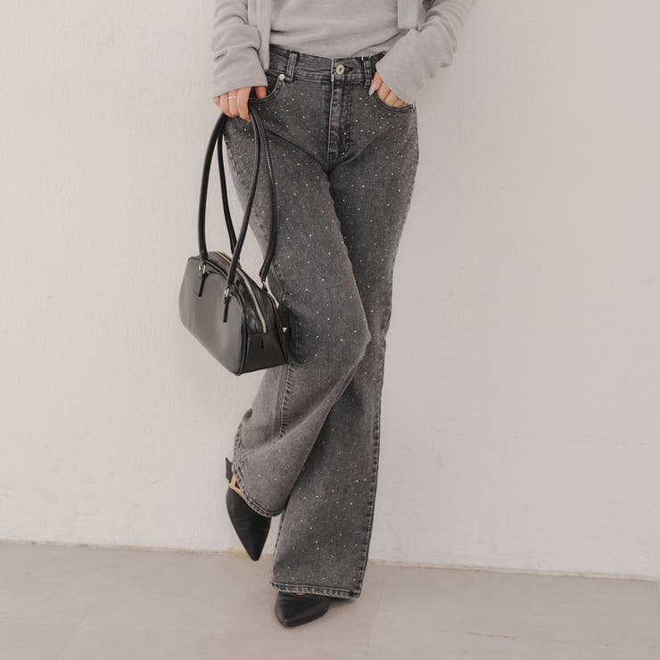 ストーン付デニムフレアパンツ | NICE CLAUP / OLIVE des OLIVE　OUTLET | 詳細画像13 