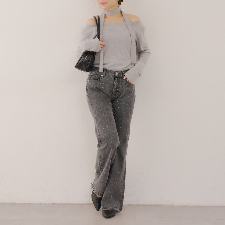 ストーン付デニムフレアパンツ | NICE CLAUP / OLIVE des OLIVE　OUTLET | 詳細画像18 