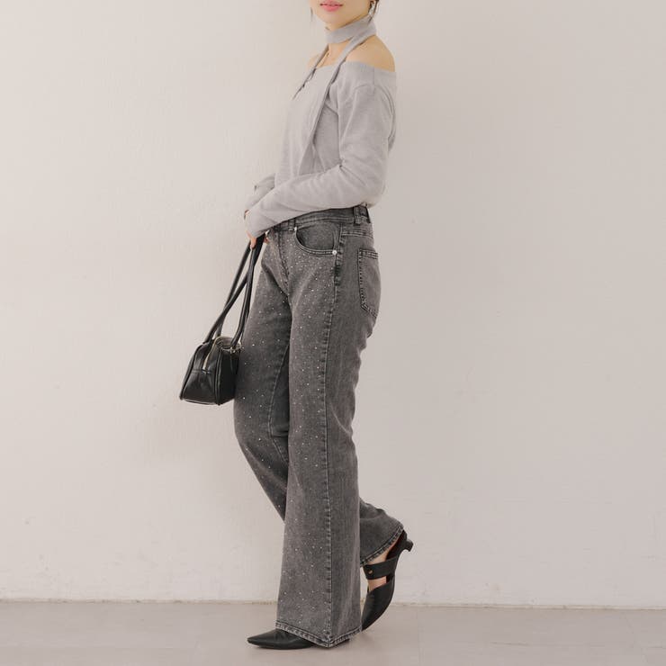ストーン付デニムフレアパンツ | NICE CLAUP / OLIVE des OLIVE　OUTLET | 詳細画像19 