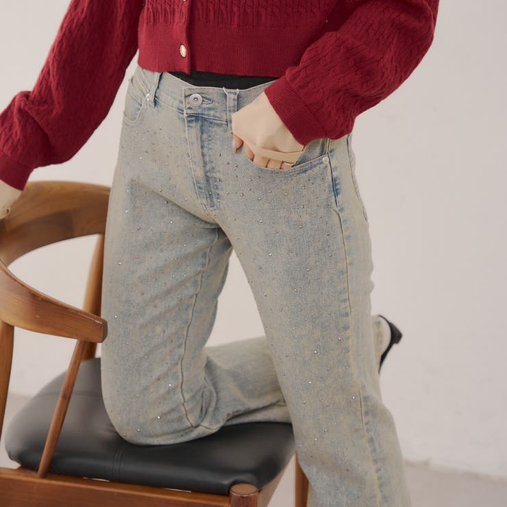 ストーン付デニムフレアパンツ | NICE CLAUP / OLIVE des OLIVE　OUTLET | 詳細画像21 