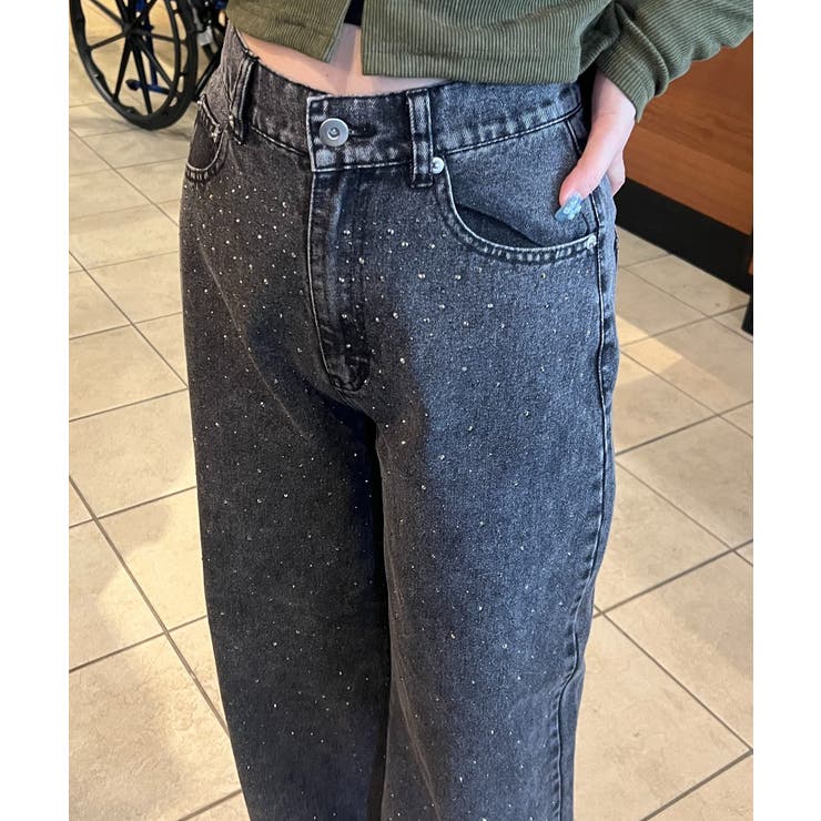 【サイズ展開あり】ストーン付デニムフレアパンツ | NICE CLAUP / OLIVE des OLIVE　OUTLET | 詳細画像8 