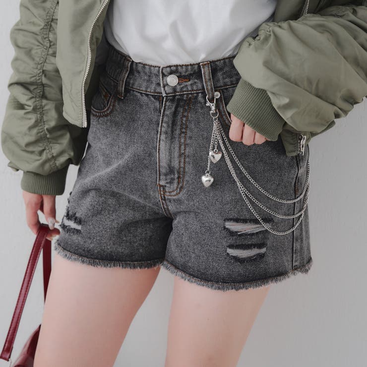ハートチェーン付きショートパンツ[品番：OLOW0016860]｜RMAF NICE