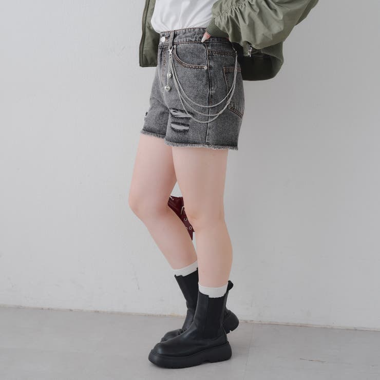 ハートチェーン付きショートパンツ[品番：OLOW0016860]｜RMAF NICE
