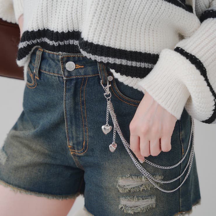 ハートチェーン付きショートパンツ[品番：OLOW0016860]｜RMAF NICE