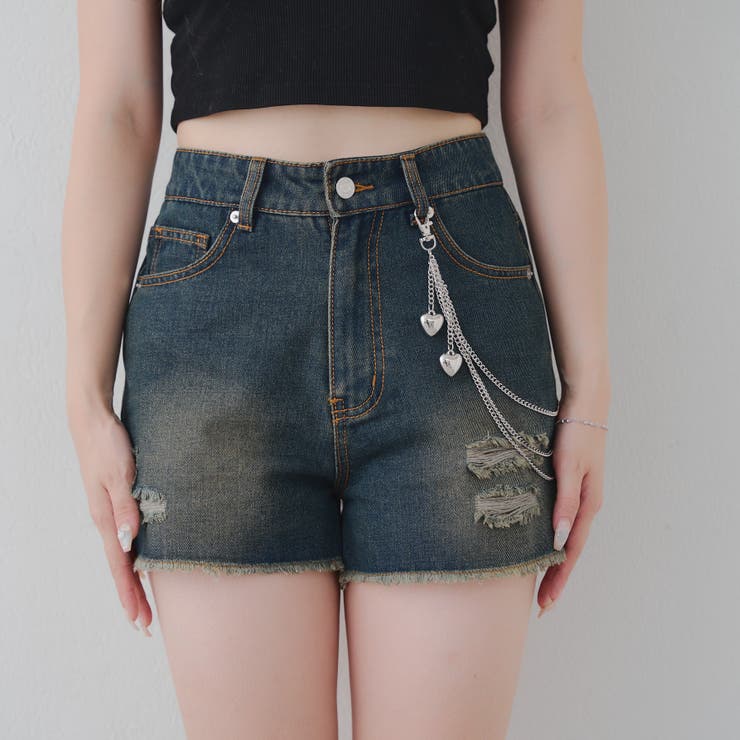 ハートチェーン付きショートパンツ[品番：OLOW0016860]｜RMAF NICE