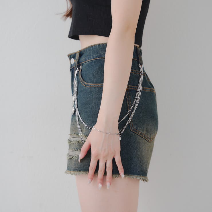 ハートチェーン付きショートパンツ[品番：OLOW0016860]｜RMAF NICE