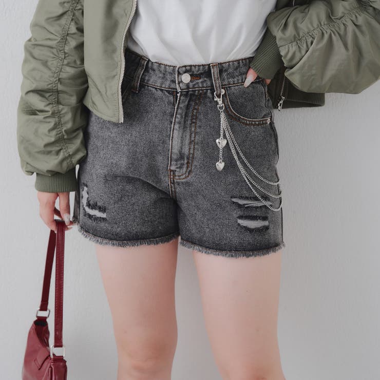 ハートチェーン付きショートパンツ[品番：OLOW0016860]｜RMAF NICE