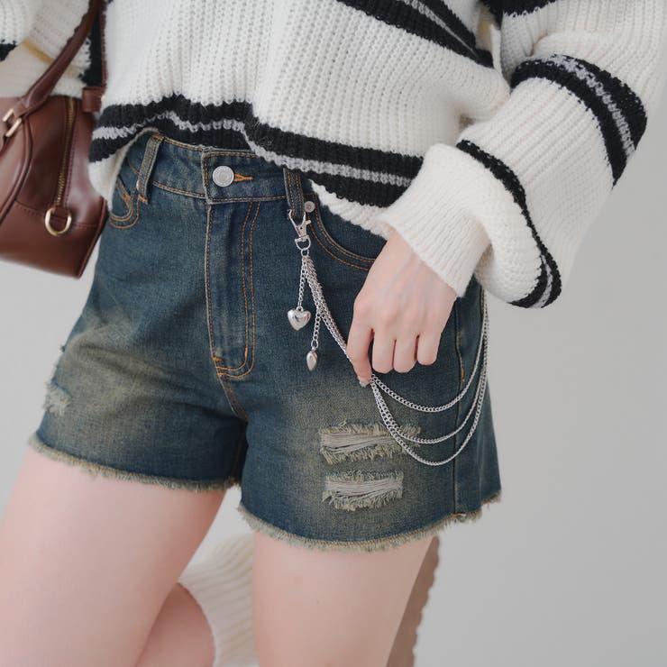ハートチェーン付きショートパンツ[品番：OLOW0016860]｜RMAF NICE