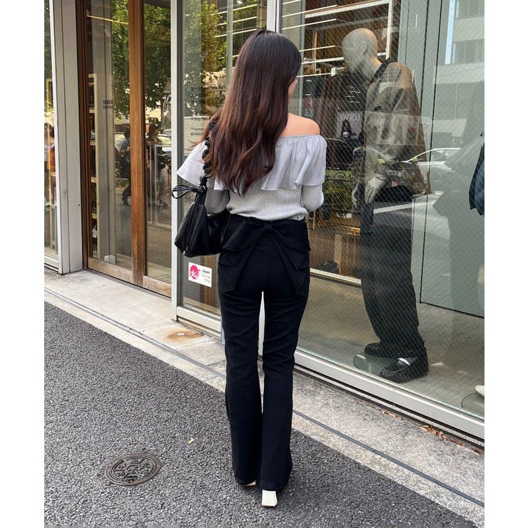 【3サイズ展開】後ろ姿まで可愛い、リボンデニムフレアパンツ | RMAF　NICE CLAUP / OLIVE des OLIVE | 詳細画像8 