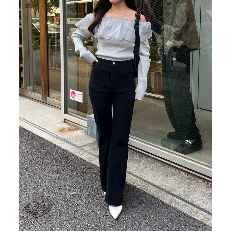 【3サイズ展開】後ろ姿まで可愛い、リボンデニムフレアパンツ | RMAF　NICE CLAUP / OLIVE des OLIVE | 詳細画像9 