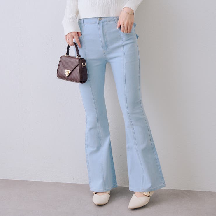 【3サイズ展開】後ろ姿まで可愛い、リボンデニムフレアパンツ | RMAF　NICE CLAUP / OLIVE des OLIVE | 詳細画像12 