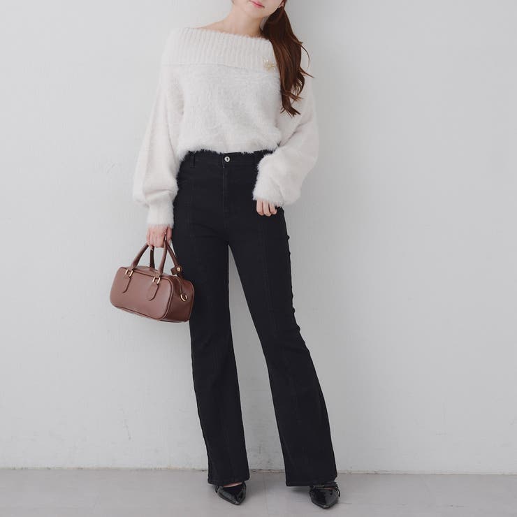 【3サイズ展開】後ろ姿まで可愛い、リボンデニムフレアパンツ | RMAF　NICE CLAUP / OLIVE des OLIVE | 詳細画像58 