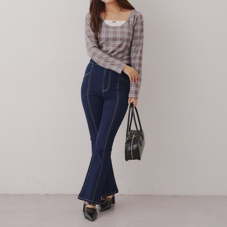 【3サイズ展開】後ろ姿まで可愛い、リボンデニムフレアパンツ | RMAF　NICE CLAUP / OLIVE des OLIVE | 詳細画像29 